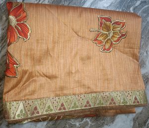 Orange Colour Saree With Out Blouse