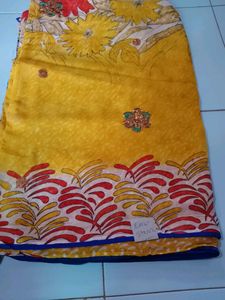 Printed Saree( Work)  With Unstitched Blouse