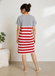 Red & White Striped T-Shirt Dress