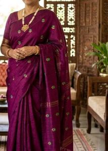 Elegant Purple Silk Saree with Embellishments