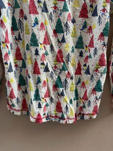 Fun Christmas Tree Print Long Sleeve Tee