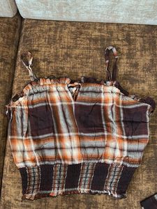 Nuon Brown Plaid Co-ord Set