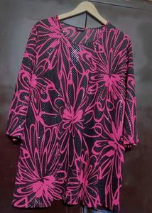 Pink💕 &amp; Black Floral Printed Top For 50 Bust