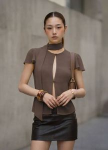 Chic Cut-Out Neckline Cap Sleeve Top