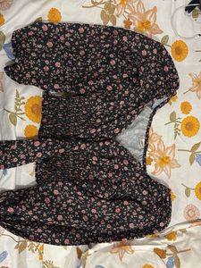 Smocked Floral Print Long Sleeve Top