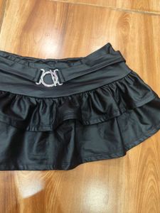 Black Ruffled Punk Mini Skirt