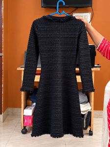 Chic Black Textured Mini Dress