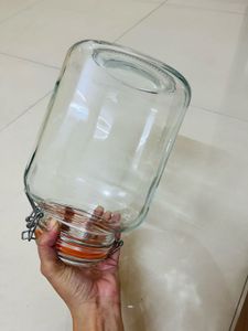 Large Vintage  Glass Clip Lid Jar