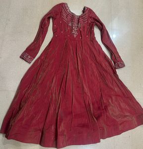 Stunning Red Embellished feeding Anarkali Gown