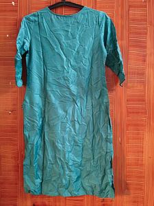 Teal Embroidered Kurta with Tag