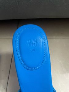 Vibrant Blue Block Heel Mules
