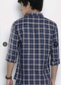 Men's Navy Blue Plaid Shirt