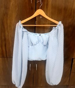 Unused M SIZE 34 Bust Sky-blue Crop Top
