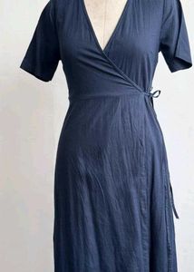 Elegant Navy Wrap Dress