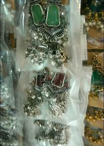 navratri Oxidized Silver Jhumka Earrings