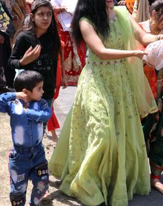 Parrot Green Colour Gown Like New One Time Use