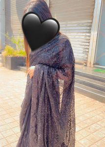 Elegant Black Sequined Saree🖤