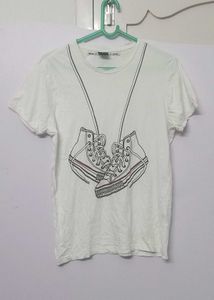 White T-Shirt with Sneaker Graphic
