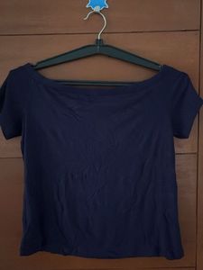 Navy Blue Off-Shoulder Top