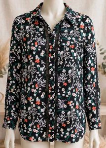 Floral Print Button-Up Blouse