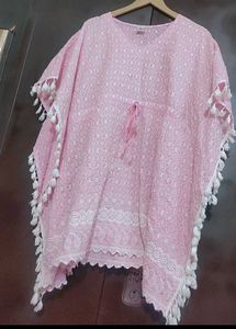 Light Pink Chikan Stuff Tunic For 38 Bust