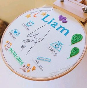 Hand Embroidered Hoop For Baby Welcome