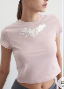 H&amp;M crop pastel pink Tshirt