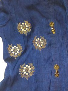 Elegant Navy Blue Embroidered Kurta