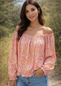Charming Off-the-Shoulder Floral Print Top