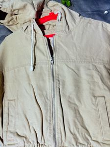 FOREVER 21 Beige Hooded Zip-Up Jacket