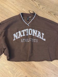 Brown Cropped Sweatshirt "National Athletics"