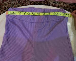Lavender Ribbed Flare Pants