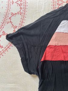 Black T-Shirt with Color Block Detail