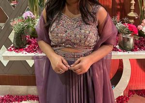 Embroidered Crop Top & Skirt Set with shrug