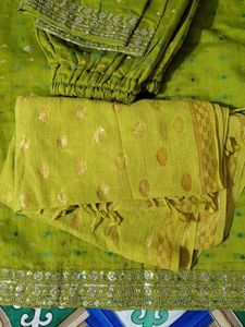 Green Embroidered Kurta Set