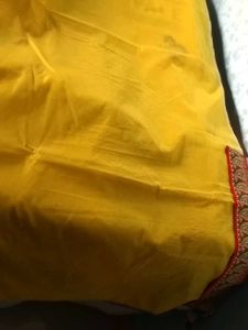 Brand New Yellow+With+Red Lace Border ChanderiSilk