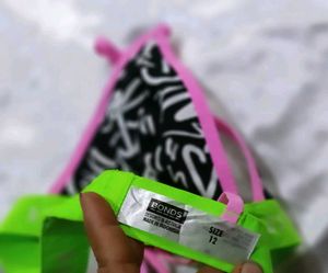 Bonds Sports Bra Black White Graffiti Print