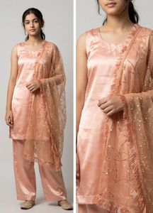 Peach Sequin Embellished Kurta set