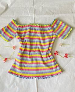 Colorful Striped Off-Shoulder Top