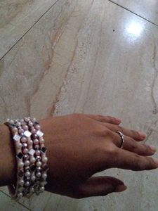 Pearl &amp; Mirror Detail Bracelet Set