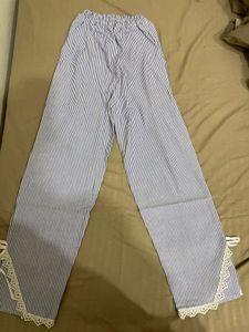 Cozy Striped Pajama Pants with Lace