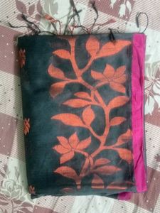 New Elegant Black Floral Saree