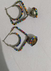 Boho Beaded Jhumka Earrings