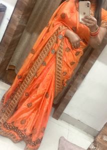 Beautiful Embroidery Silk Saree