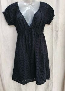 I. Chic Navy Broderie Anglaise Mini Dress