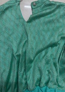 Elegant Teal Maxi Dress Back side sem t