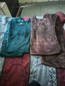 Embellished Velvet Kurta Set