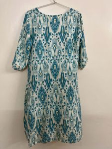 Cotton Beautiful Teal Ikat Print Kurta