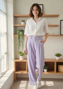 Stylish Lavender Wide-Leg Trousers
