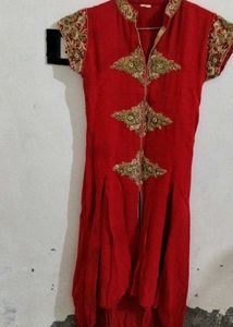 Vibrant Red Embroidered Kurta Set